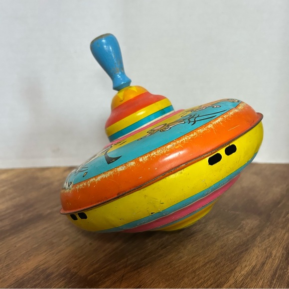 OHIO ART Tin Spin Top Cat, Mouse & Dog Chase Vintage Toy WORKS - Picture 3 of 7